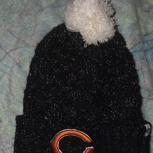 Women's Black Knit Beanie with Orange Logo